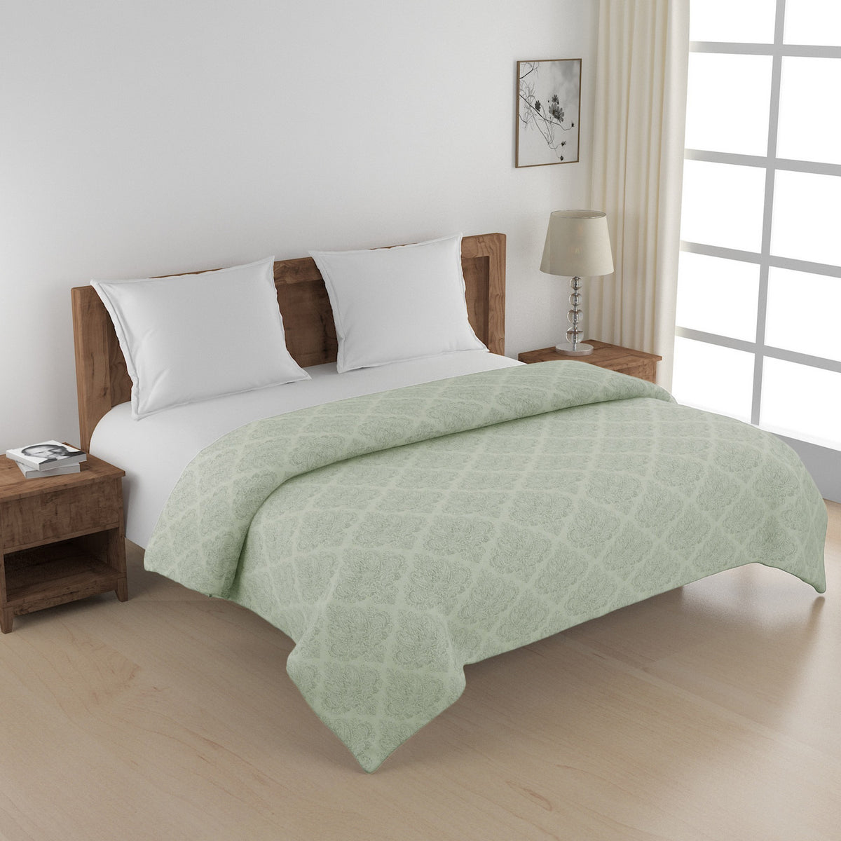 Premium Repeat Mercerized Pure Cotton AC Quilt 150 GSM White Pack of 1