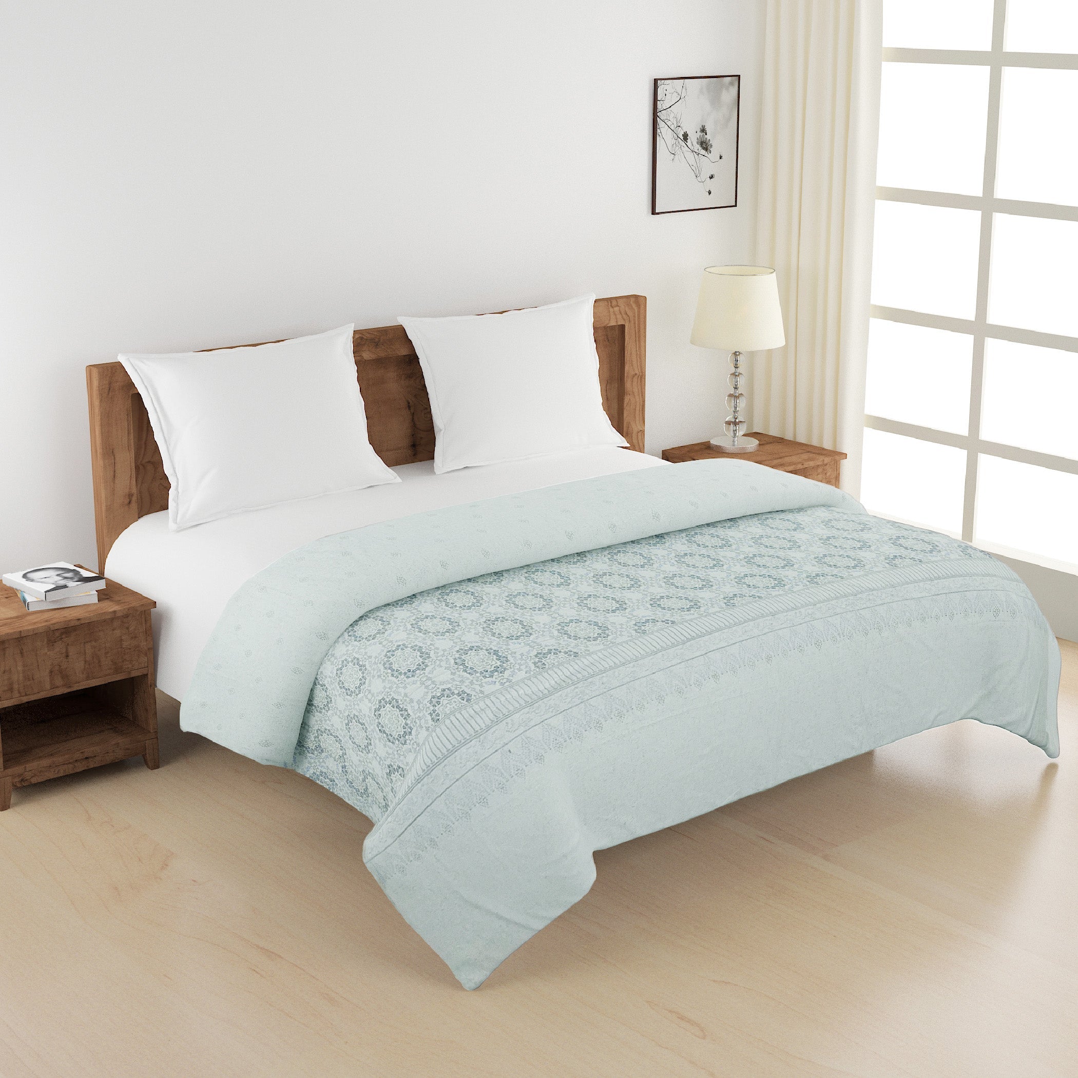 Cozy Cotton Mandala Blue Double AC Quilt