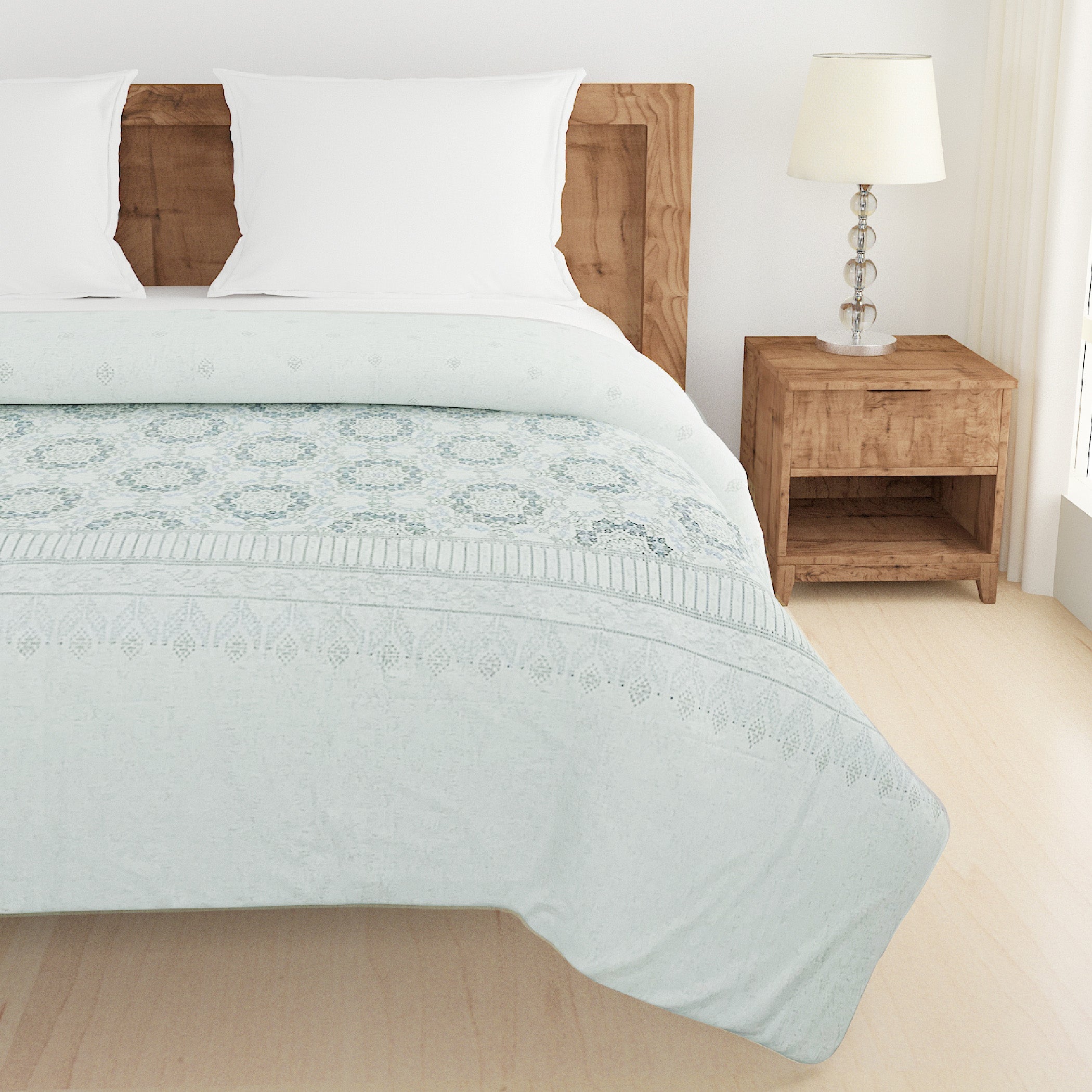 Cozy Cotton Mandala Blue Double AC Quilt