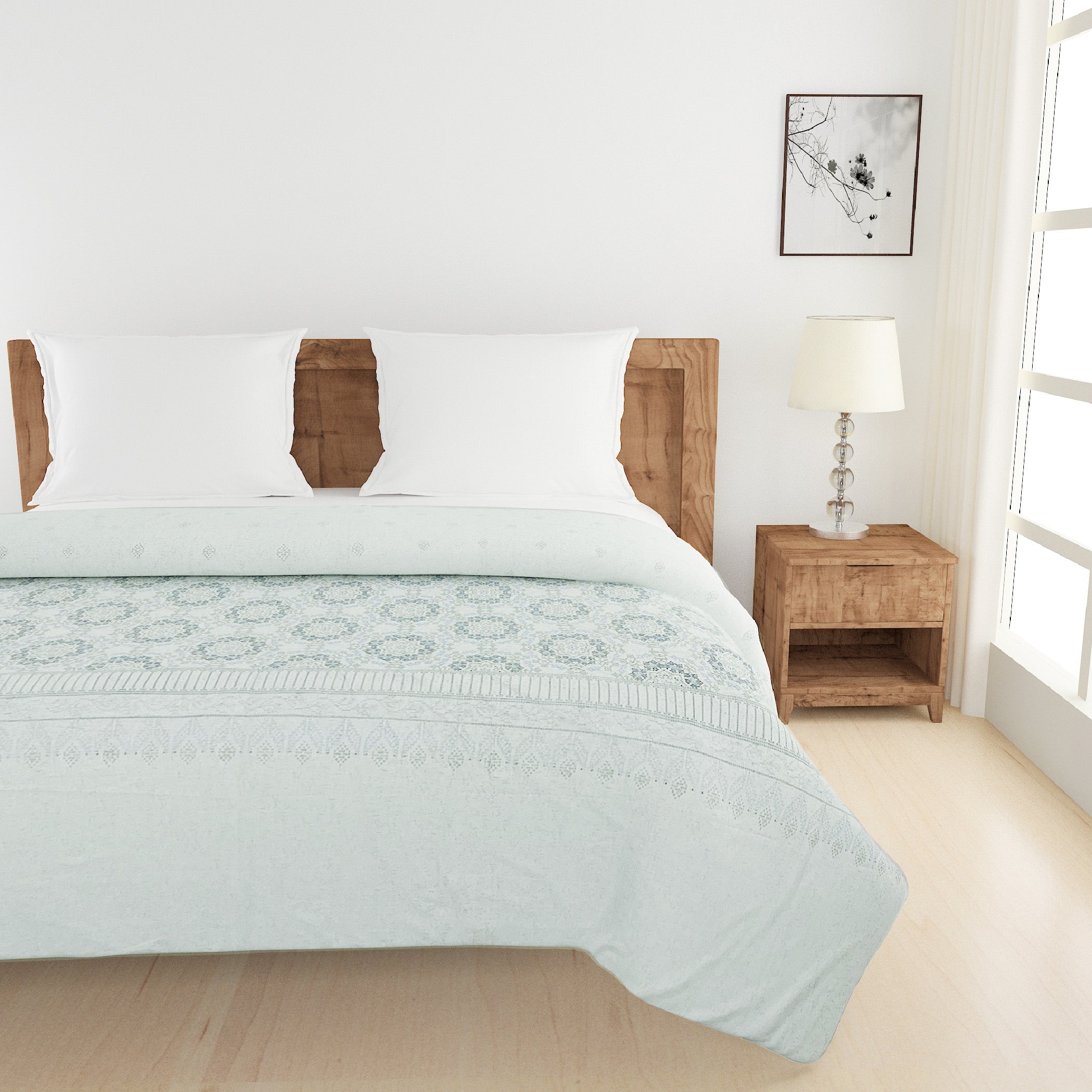 Cozy Cotton Mandala Blue Double AC Quilt