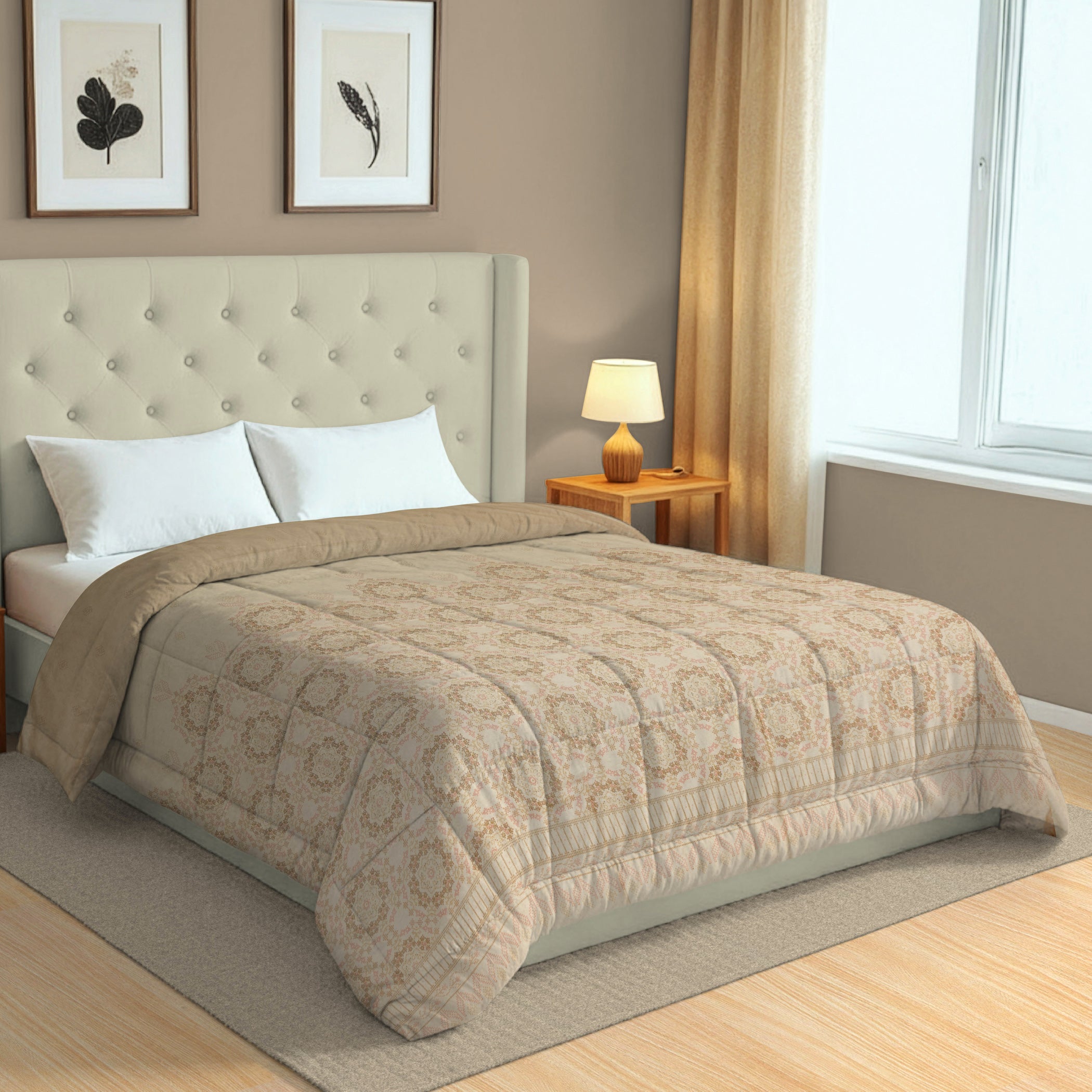 Cozy Cotton Mandala Gray Double AC Quilt