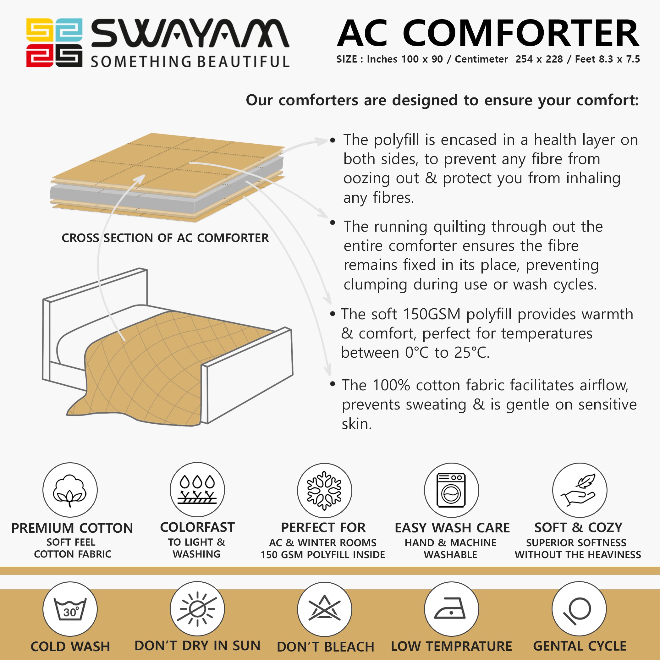 Cozy Cotton Mandala Gray Double AC Quilt