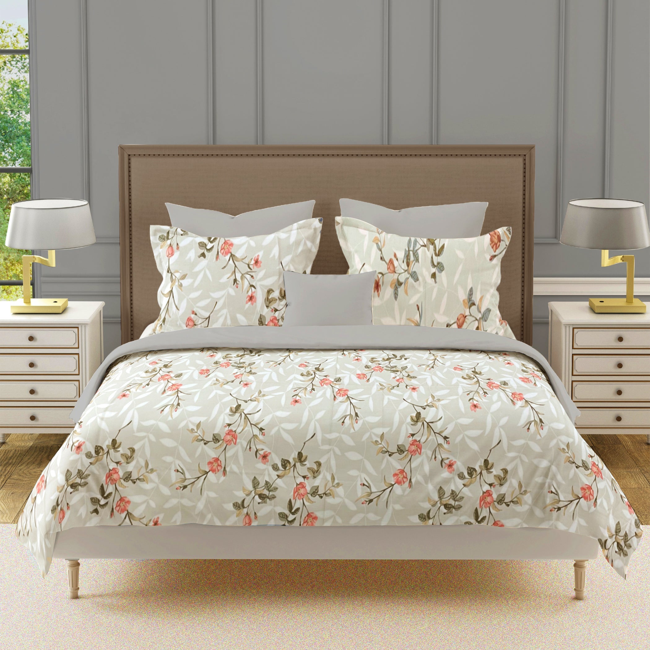 Soft Cotton Floral Green Double AC Quilt