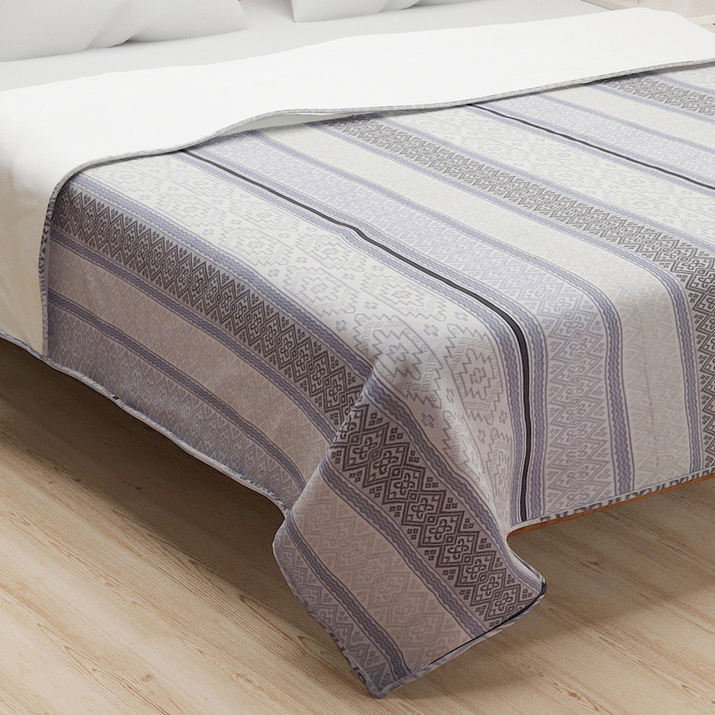 Grey Lavender Striped Double Dohar – Soft, Breathable & Lightweight
