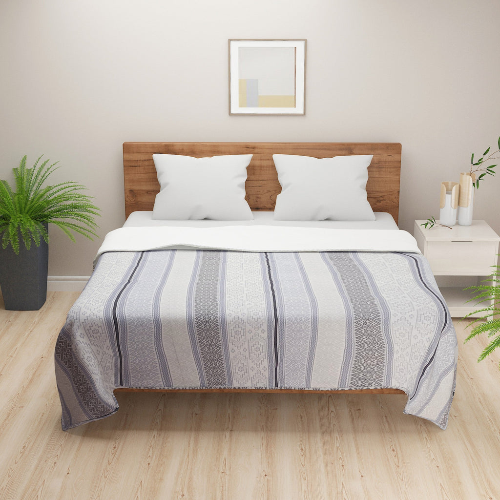 Grey Lavender Striped Double Dohar – Soft, Breathable & Lightweight