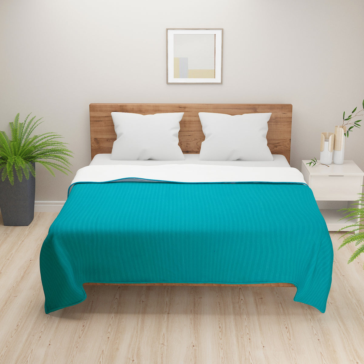 Premium Solid 100% Cotton AC Quilt 150 GSM Blue Pack of 1