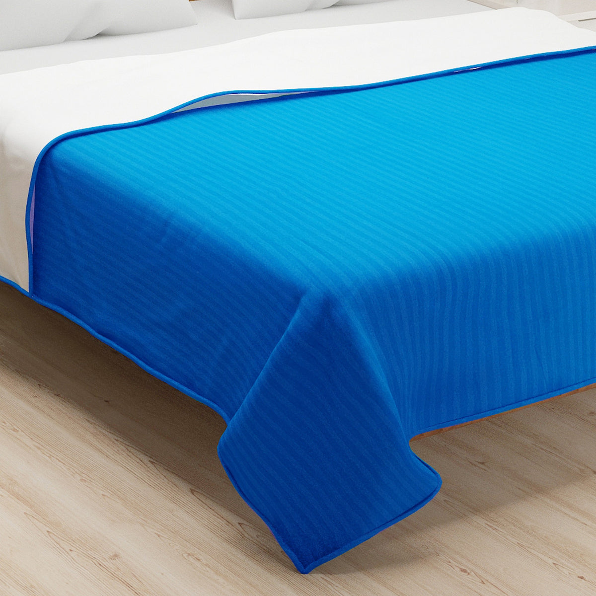 Premium Striped 100% Cotton AC Quilt 150 GSM Blue Pack of 1