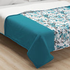 Floral Print Cotton Dohar for AC Rooms - Teal & White