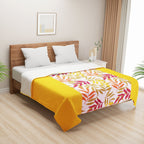 Leaf Print Cotton Dohar for AC Rooms - Yellow & Multicolour