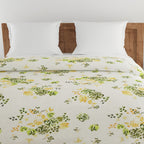 Floral Print Cotton Comforter for AC Rooms - White, Green & Yellow
