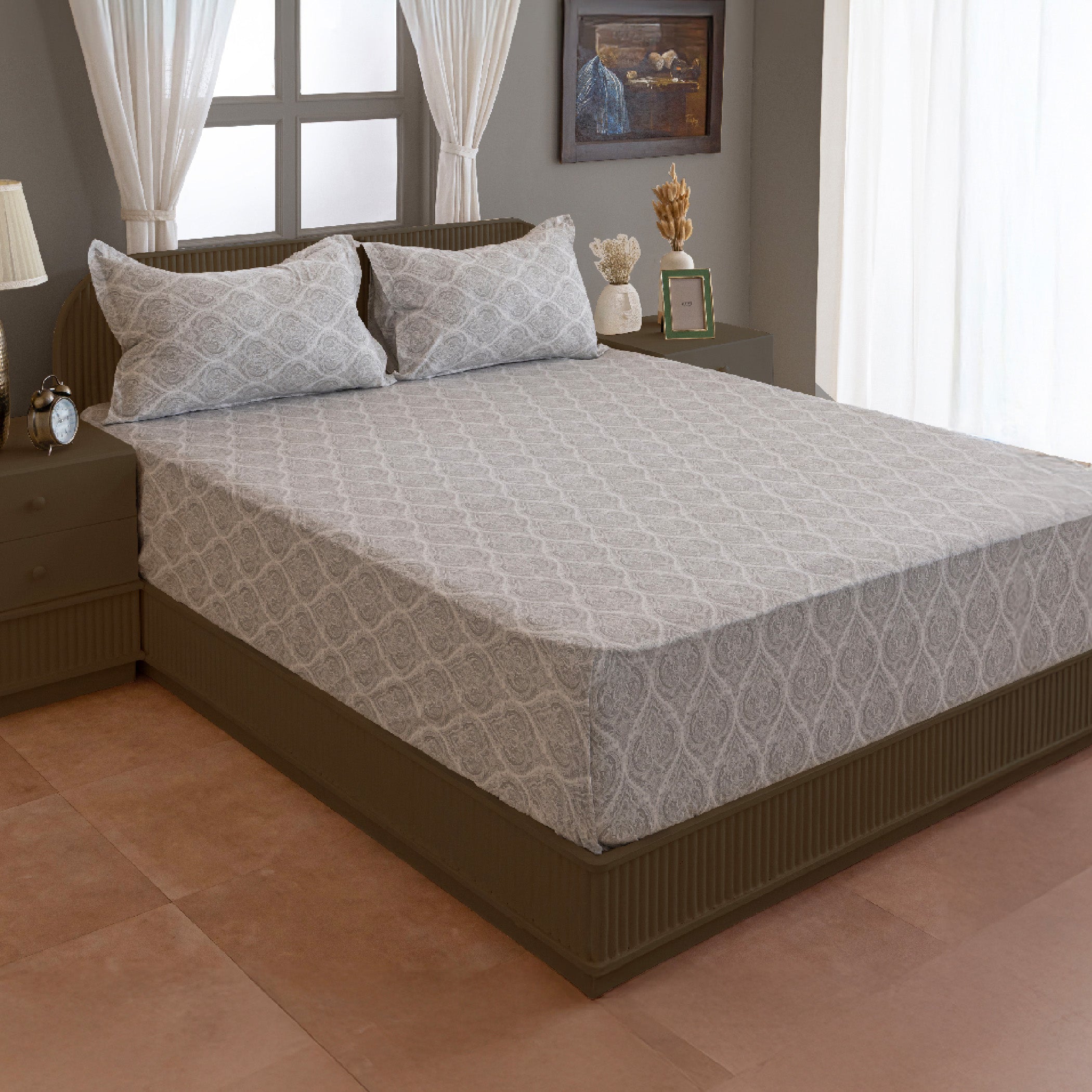 Grey Luxury Cotton Double Bed in a Bag – Ultra Soft Finish Bedding Set