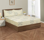 Elegant Ethnic Print Cotton Double Bedsheet with Comforter & 2 Pillow Covers - Ivory & Sky Blue