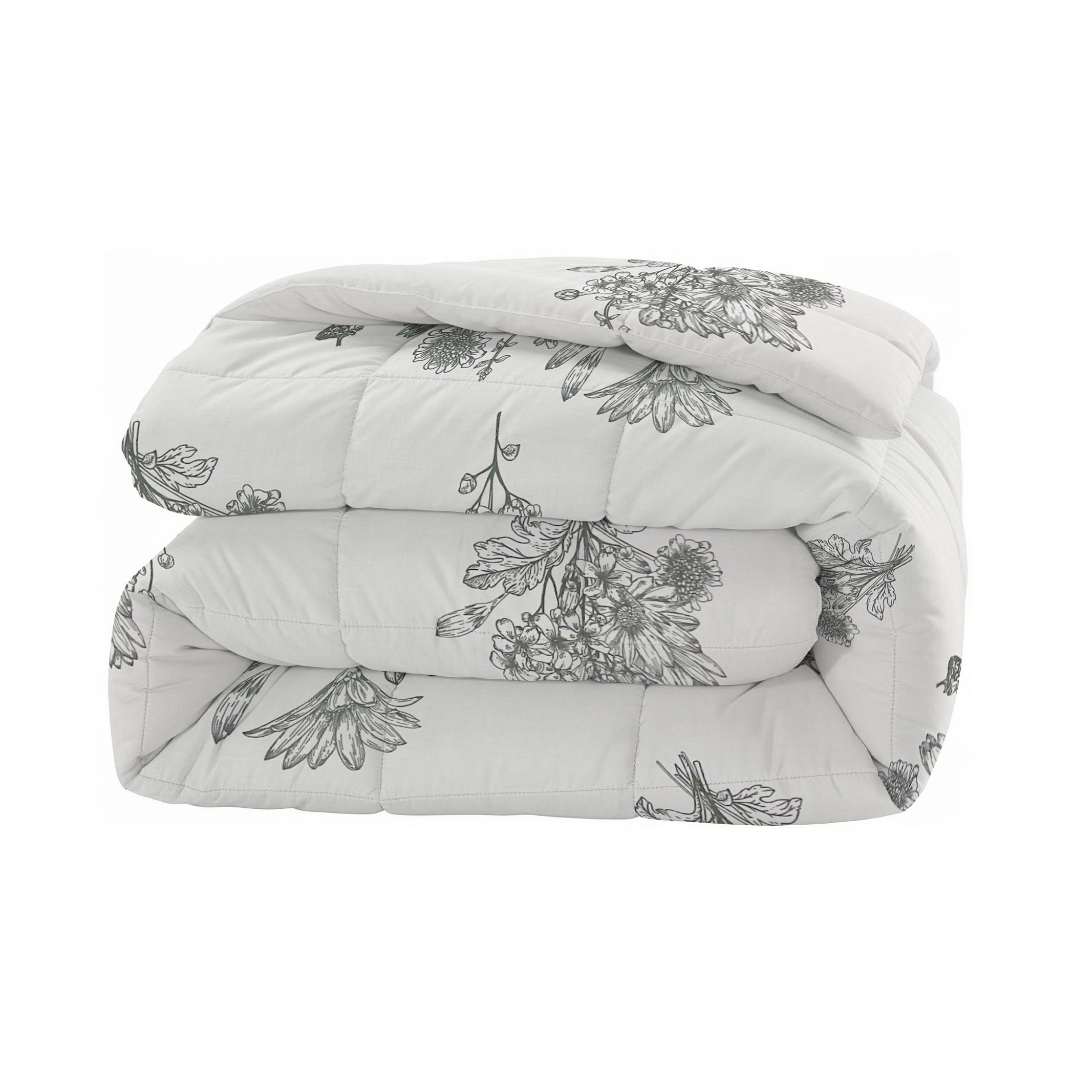 Double Bed in a Bag - Mercerized Pure Cotton - Off-White Floral Elegance