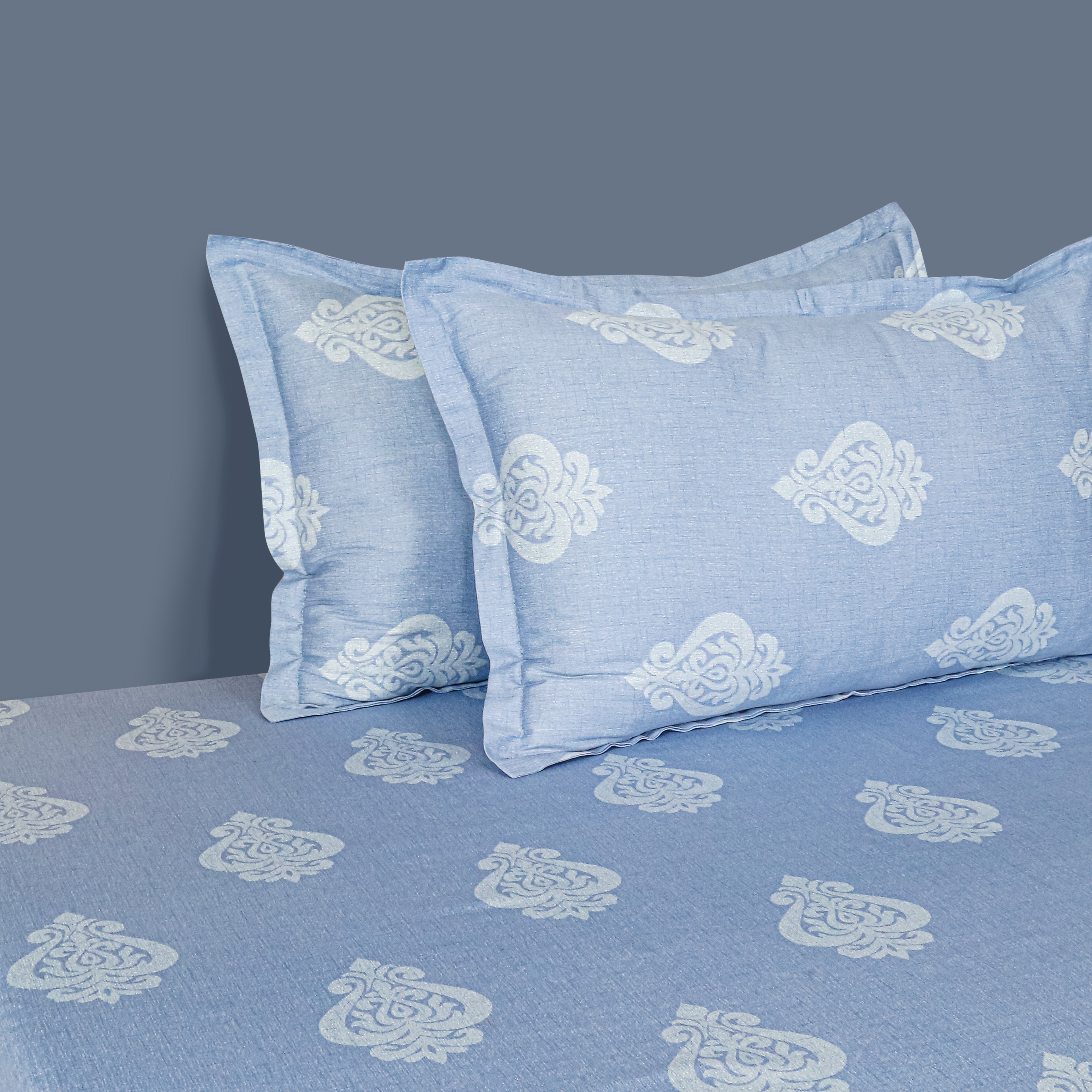Double Bed in a Bag – Mercerized Pure Cotton | Blue Ethnic Motif Print