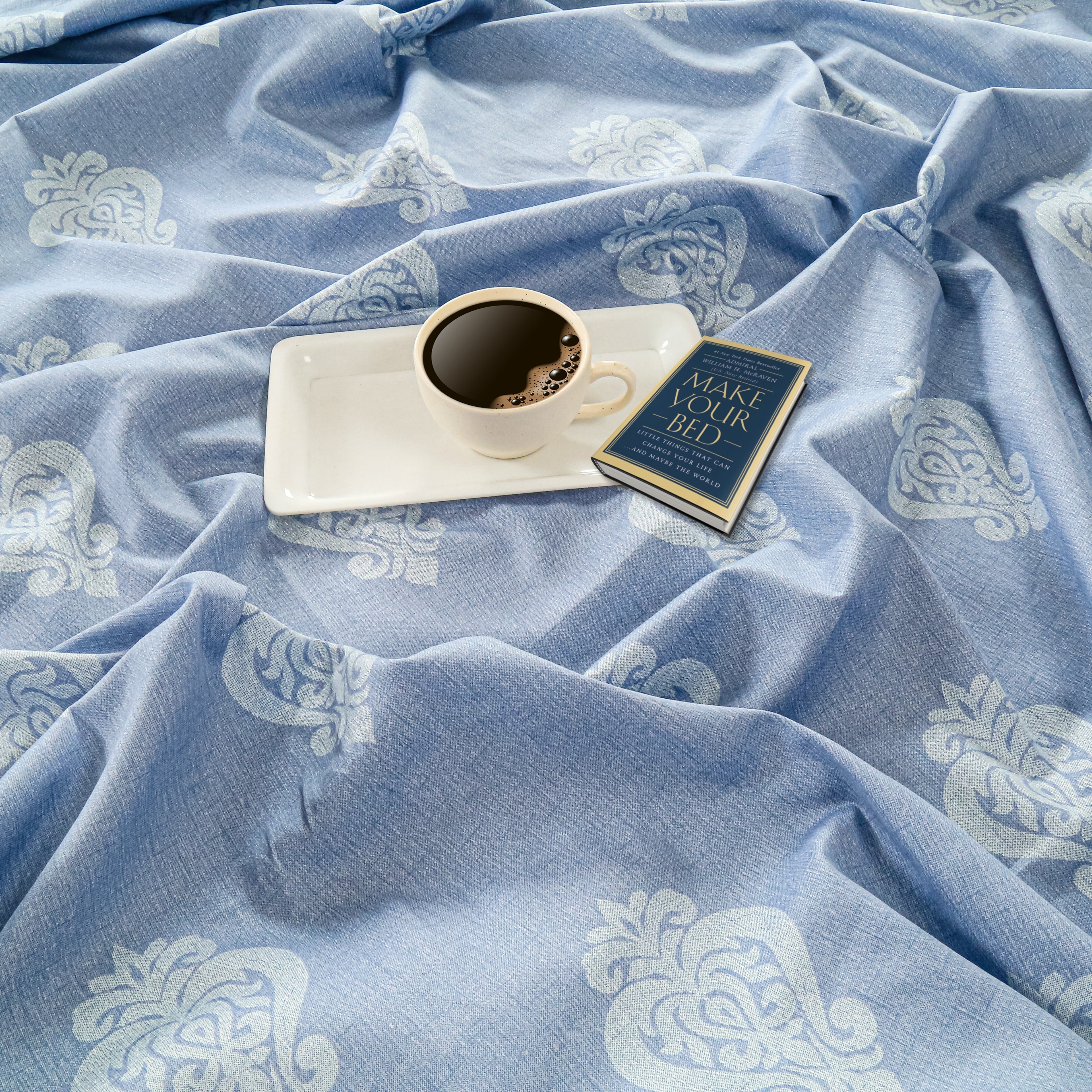 Double Bed in a Bag – Mercerized Pure Cotton | Blue Ethnic Motif Print