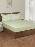 Floral Vine Sage Green 210 TC Pure Cotton Double Bedsheet with 2 Pillow Covers (90 x 108 Inches)