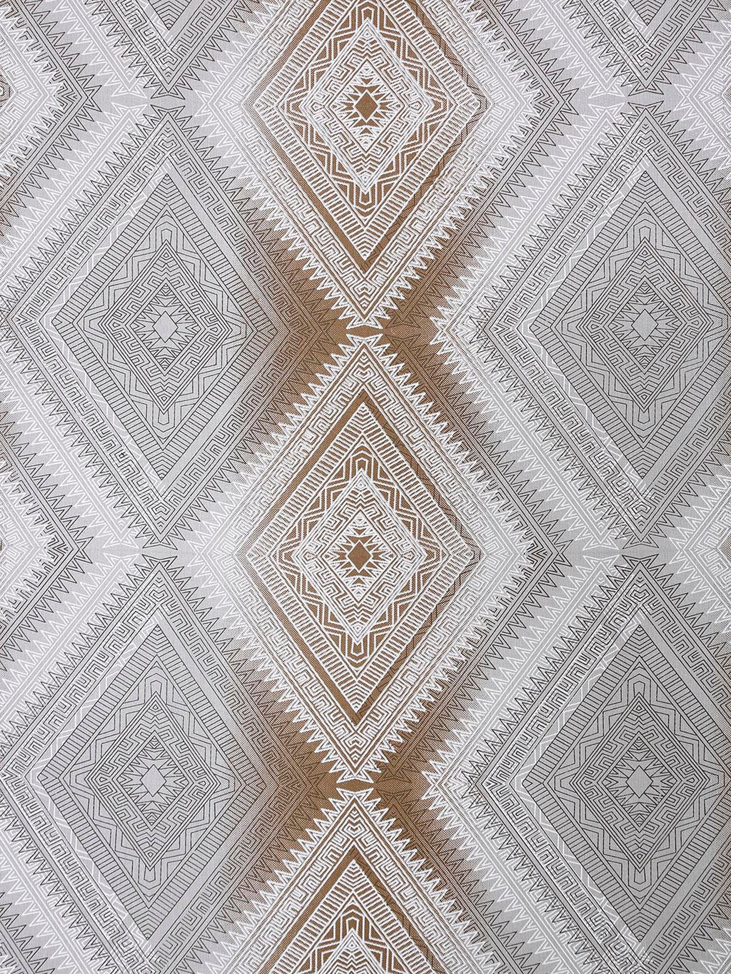 Elegant Grey Diamond Geometric Pure Cotton 210 TC Double King Bedsheet with 2 Pillow Covers (90x108 Inches)