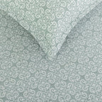 Elegant Mint Green Scroll Motif Pure Cotton 210 TC Double King Bedsheet with 2 Pillow Covers (90x108 Inches)