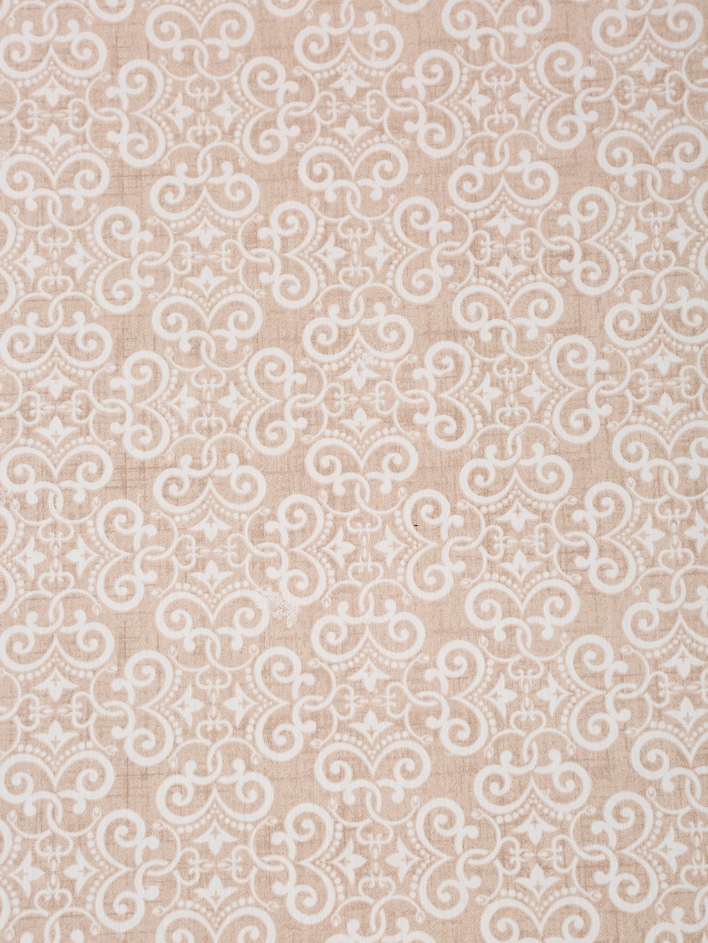 Ornamental Swirl Beige 210 TC Pure Cotton Double Bedsheet with 2 Pillow Covers (90 x 108 Inches)