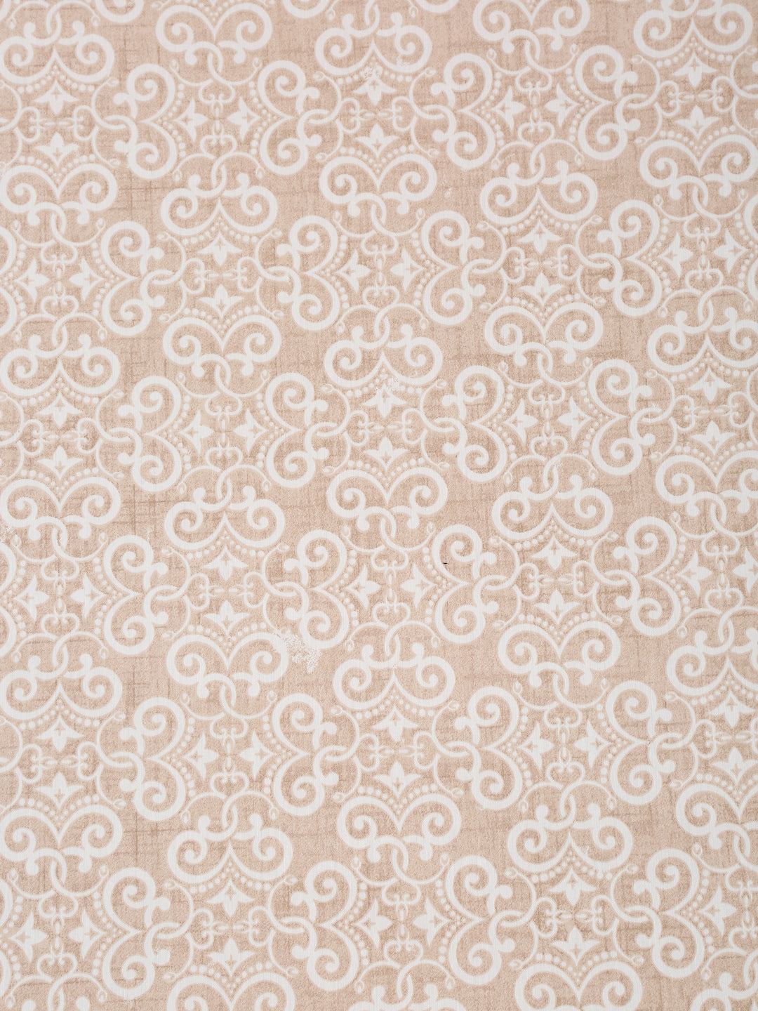 Ornamental Swirl Beige 210 TC Pure Cotton Double Bedsheet with 2 Pillow Covers (90 x 108 Inches)