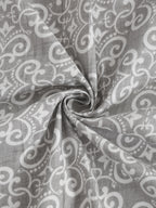 Ornamental Swirl Grey 210 TC Pure Cotton Double Bedsheet with 2 Pillow Covers (90 x 108 Inches)