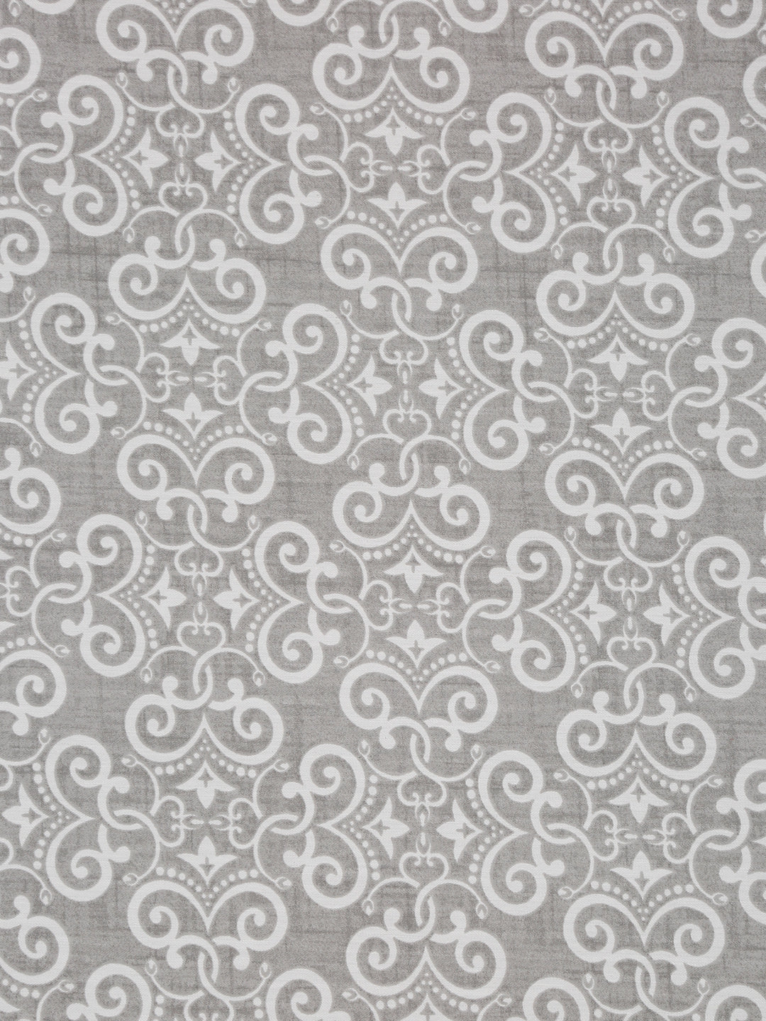 Ornamental Swirl Grey 210 TC Pure Cotton Double Bedsheet with 2 Pillow Covers (90 x 108 Inches)