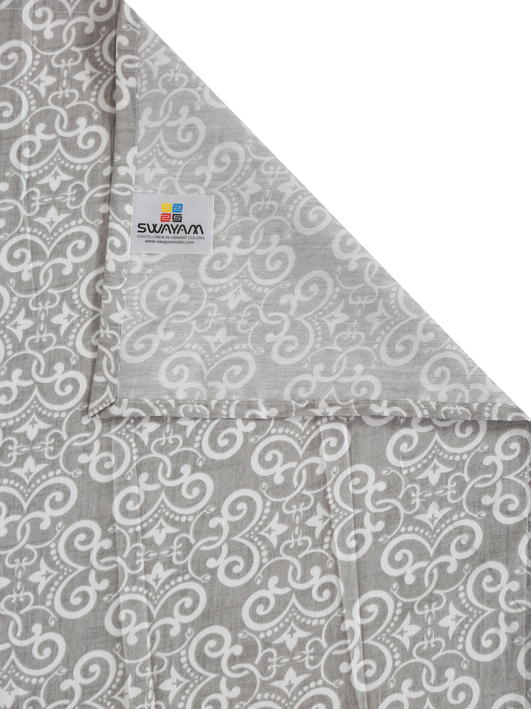 Ornamental Swirl Grey 210 TC Pure Cotton Double Bedsheet with 2 Pillow Covers (90 x 108 Inches)