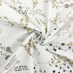 Elegant Ivory Botanical Pure Cotton 210 TC Double King Bedsheet with 2 Pillow Covers (90x108 Inches)