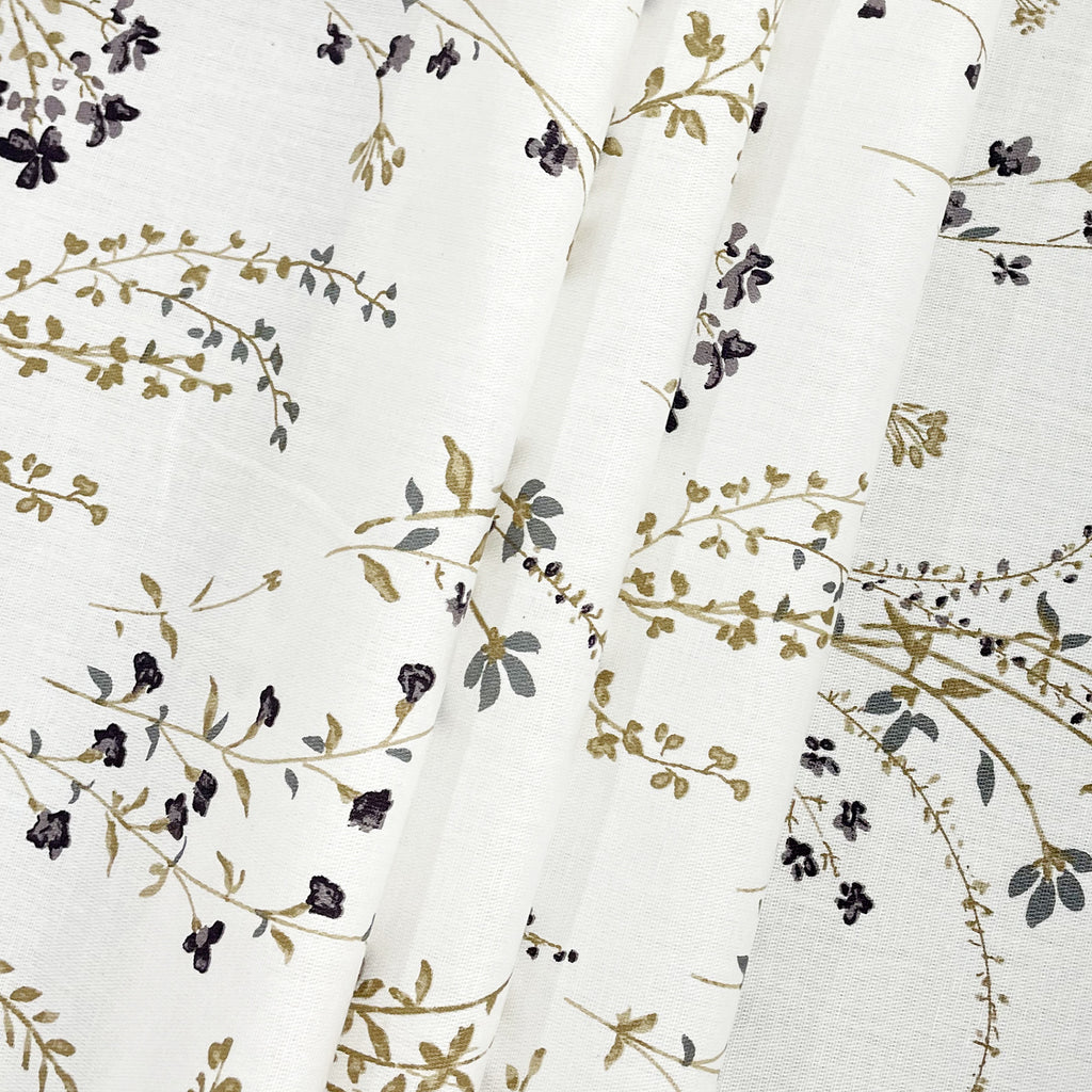 Elegant Ivory Botanical Pure Cotton 210 TC Double King Bedsheet with 2 Pillow Covers (90x108 Inches)