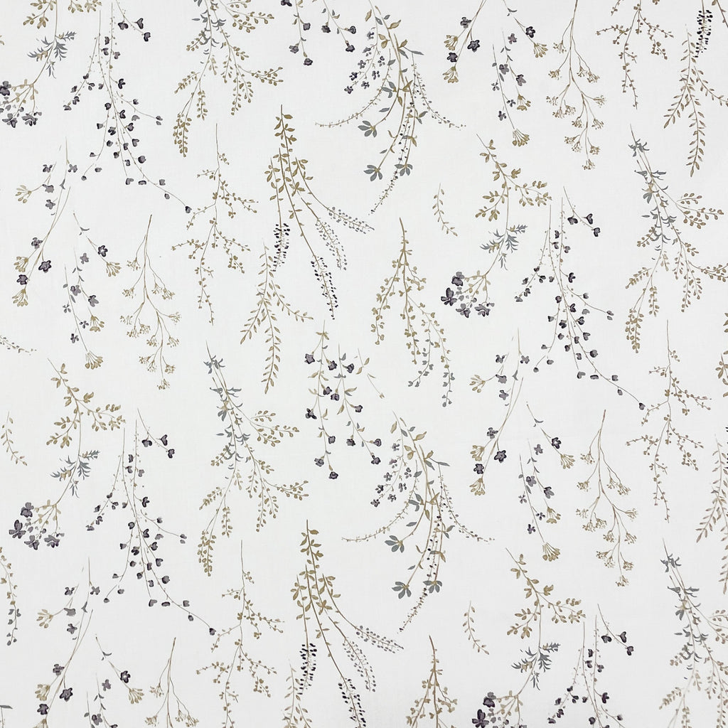 Elegant Ivory Botanical Pure Cotton 210 TC Super King Bedsheet with 2 Pillow Covers (108x108 Inches)