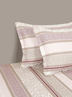 Classic Blue & Ivory Striped Pure Cotton 210 TC Double King Bedsheet with 2 Pillow Covers (90x108 Inches)