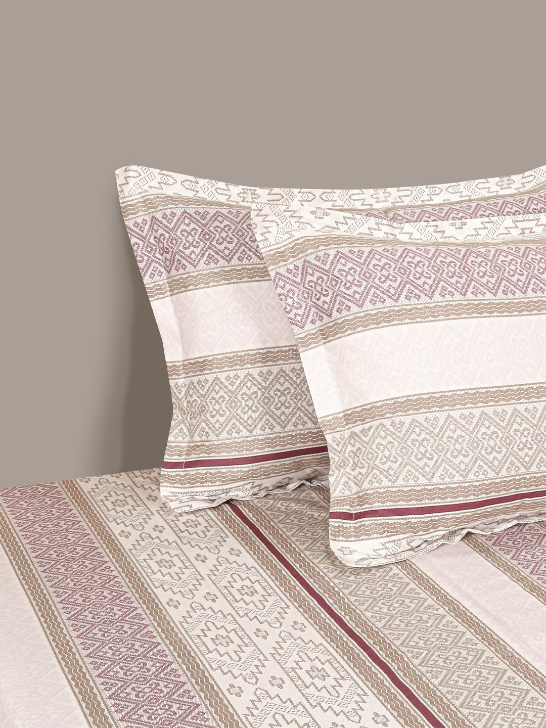 Classic Blue & Ivory Striped Pure Cotton 210 TC Double King Bedsheet with 2 Pillow Covers (90x108 Inches)