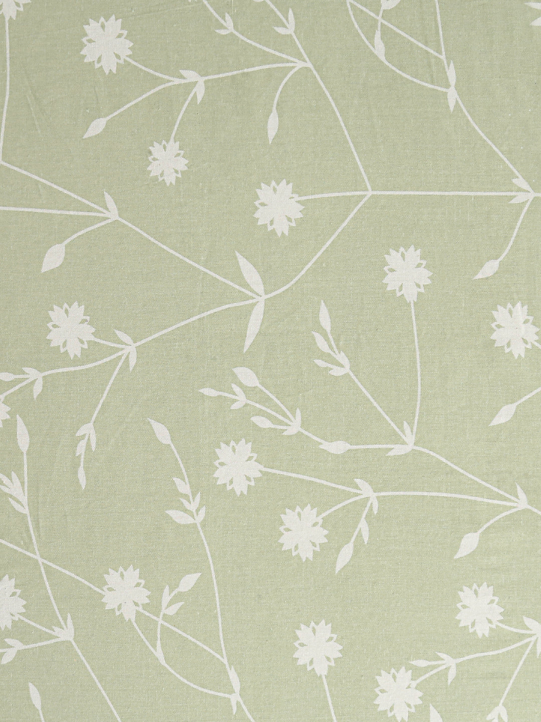 Floral Vine Sage Green 210 TC Pure Cotton Double Bedsheet with 2 Pillow Covers (90 x 108 Inches)