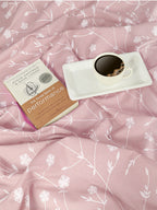 Elegant Blush Pink Floral Pure Cotton 210 TC Super King Bedsheet with 2 Pillow Covers (108x108 Inches)