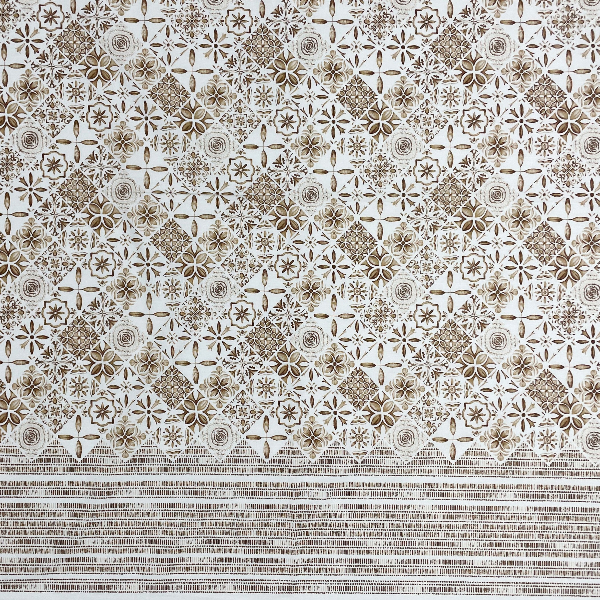 Golden Mosaic - 210TC Pure Cotton Queen Fitted Bedsheet (60x73x10 Inches)