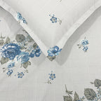 Blue Flora - 210TC Pure Cotton Single Fitted Bedsheet (36 x 78 x 10 Inches)