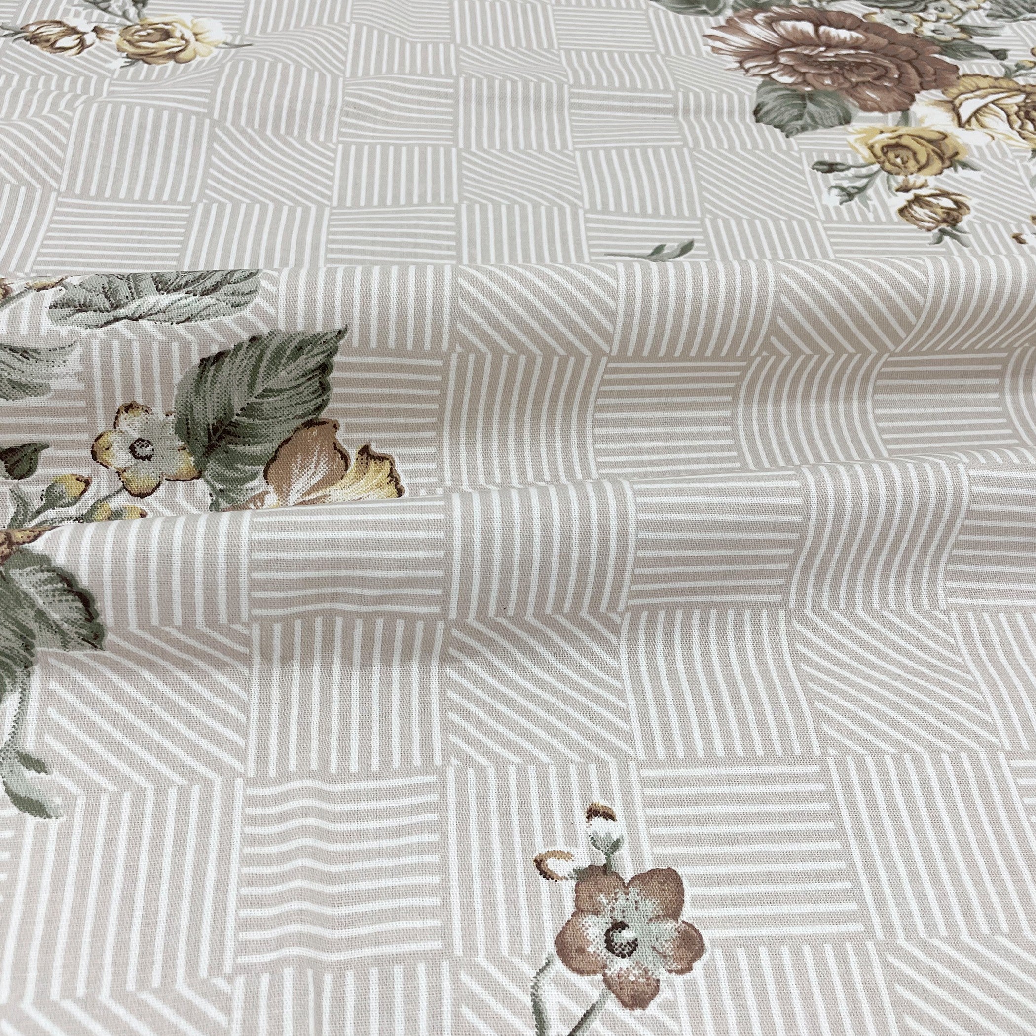 Brown Flora - 210TC Pure Cotton Single Bedsheet (60x90 Inches)