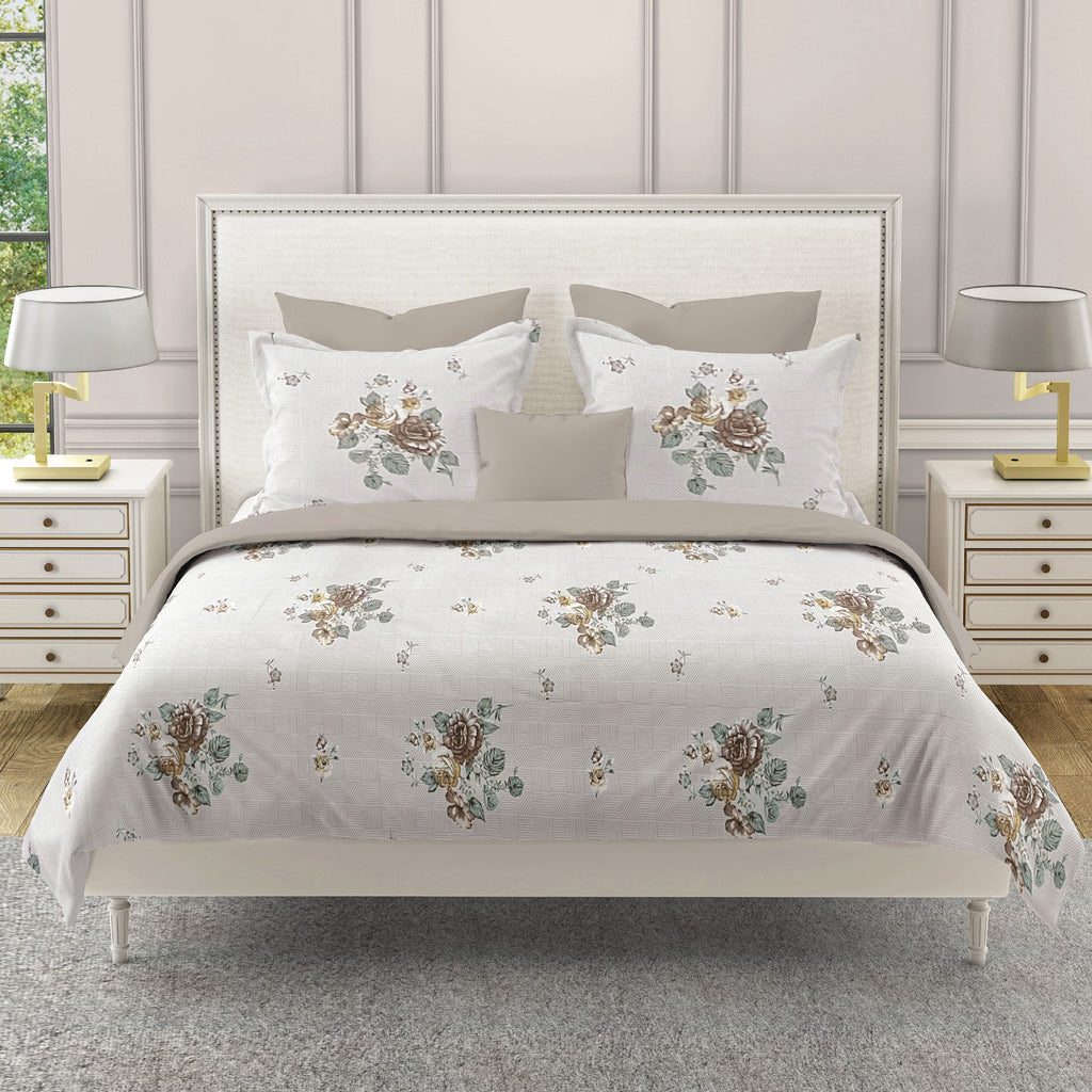 Brown Flora - 210TC Pure Cotton Single Bedsheet (60x90 Inches)