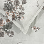 Grey Flora - 210TC Pure Cotton Single Fitted Bedsheet (36 x 78 x 10 Inches)