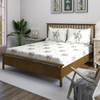 Grey Flora - 210TC Pure Cotton Single Fitted Bedsheet (36 x 78 x 10 Inches)