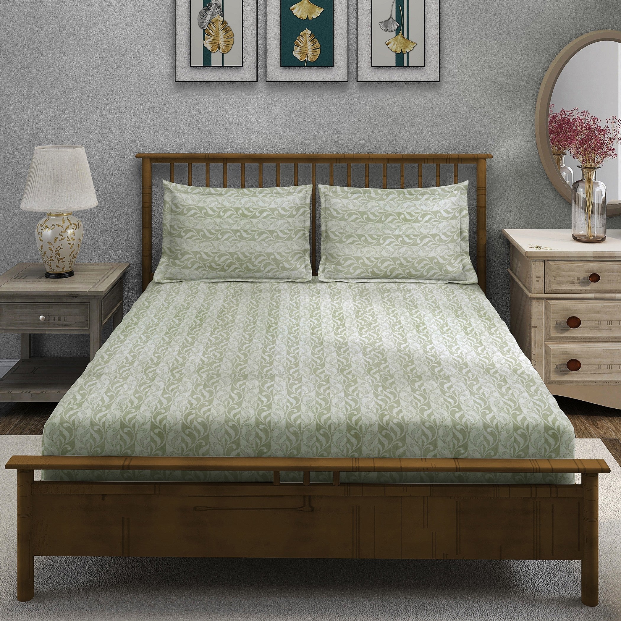 Olive Fern - 210TC Cotton Double King (90x108 Inches)
