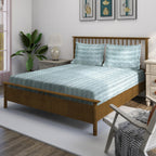 Heather Fern - 210TC Blue Cotton Single Fitted Bedsheet (36 x 78 x 10 Inches)