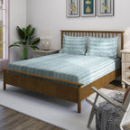 Heather Fern - 210TC Blue Cotton Single Fitted Bedsheet (36 x 90 x 10 Inches)
