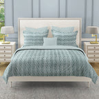 Heather Fern - 210TC Blue Cotton Single Fitted Bedsheet (36 x 78 x 10 Inches)
