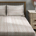 Peach Fern - 210TC Pure Cotton Queen Fitted Bedsheet (60x73x10 Inches)