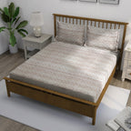 Peach Fern - 210TC Pure Cotton Queen Fitted Bedsheet (60x73x10 Inches)