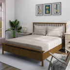 Peach Fern - 210TC Pure Cotton Queen Fitted Bedsheet (60x73x10 Inches)