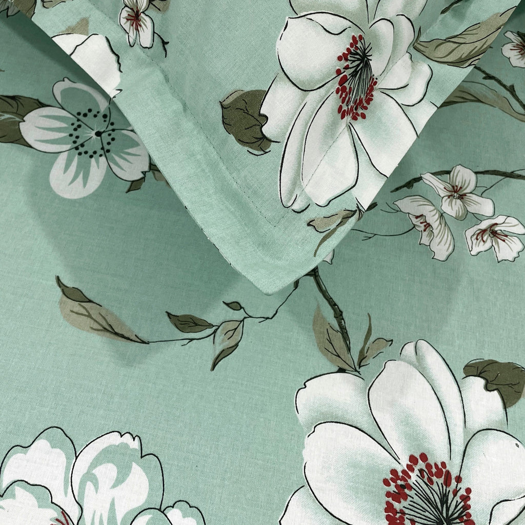 Aqua Spring - 210TC Pure Cotton Queen Fitted Bedsheet (60x73x10 Inches)