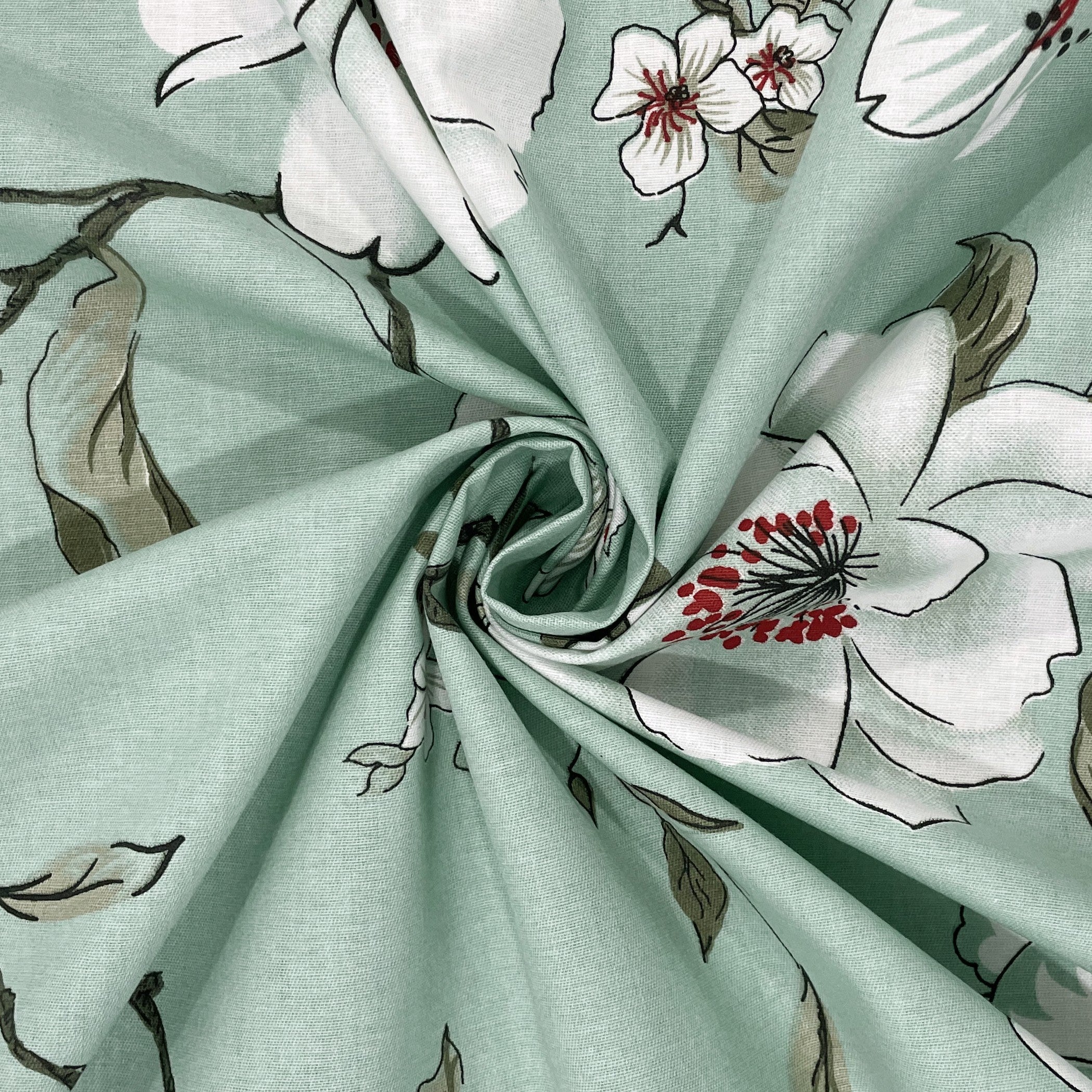 Aqua Spring - 210TC Pure Cotton Queen Fitted Bedsheet (60x73x10 Inches)