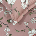 Elegant Blush Pink Floral Pure Cotton 210 TC Double King Bedsheet with 2 Pillow Covers (90x108 Inches)